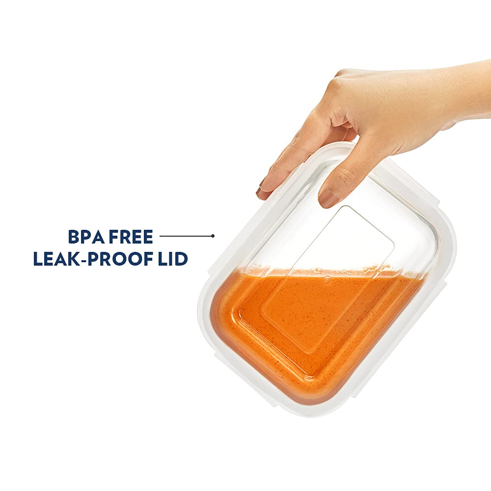 My Borosil Storage Containers 640 ml x 2 Klip n Store Rectangular Set of 2 Glass Container