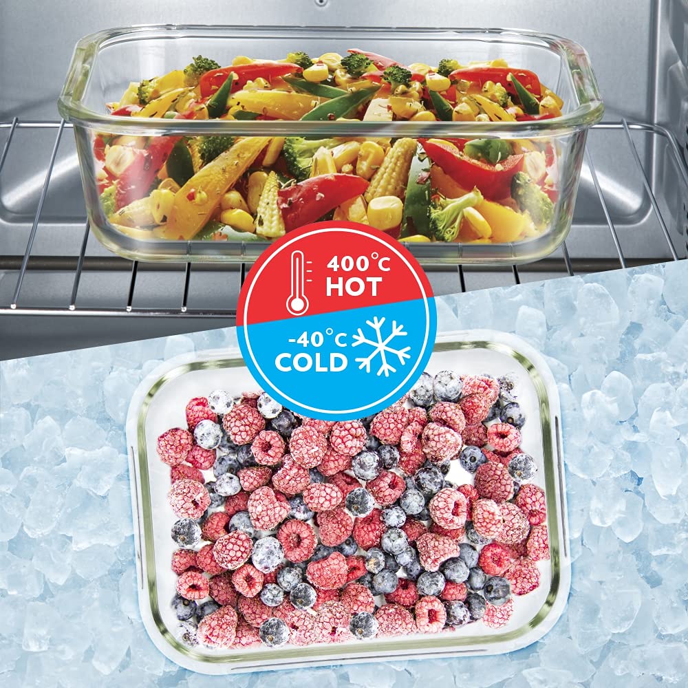 My Borosil Storage Containers 640 ml x 2 Klip n Store Rectangular Set of 2 Glass Container