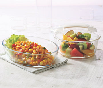 Borosil Oval Dish + Klip n Store Round Set