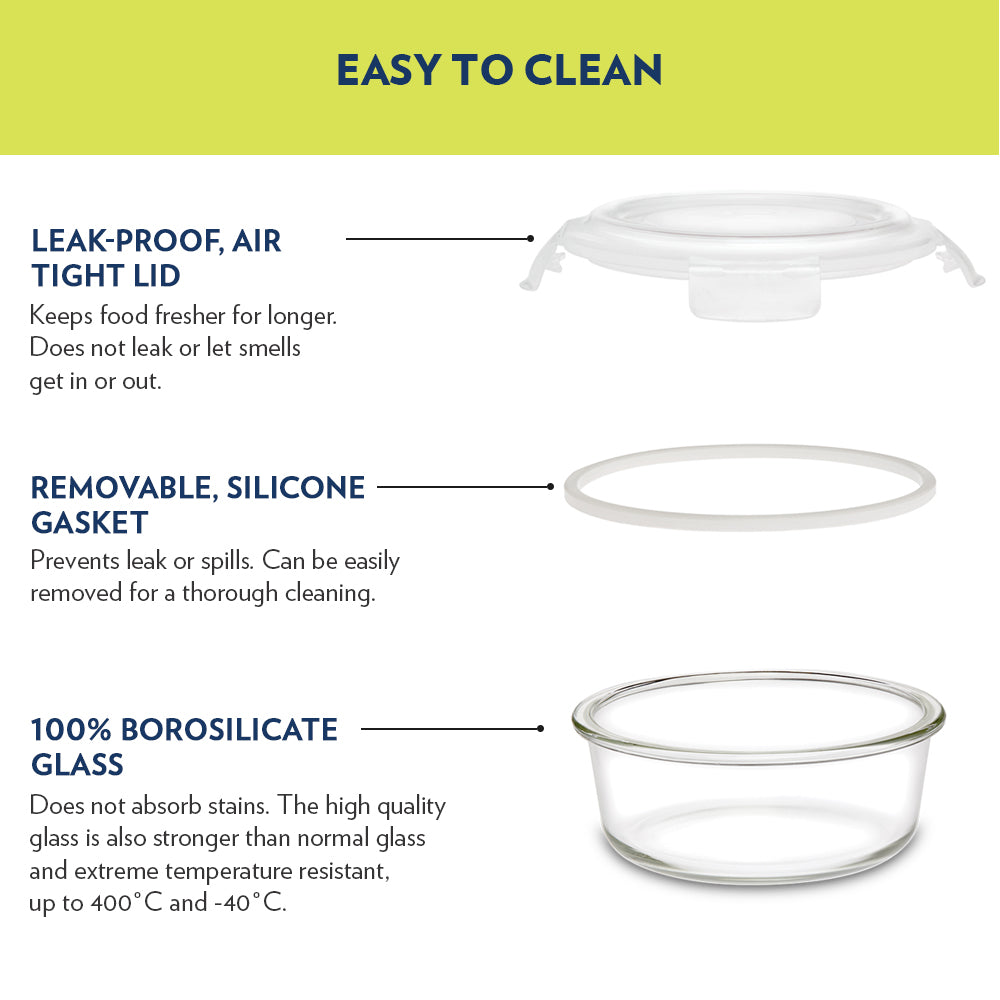My Borosil Storage Containers Klip n Store Round Glass Container