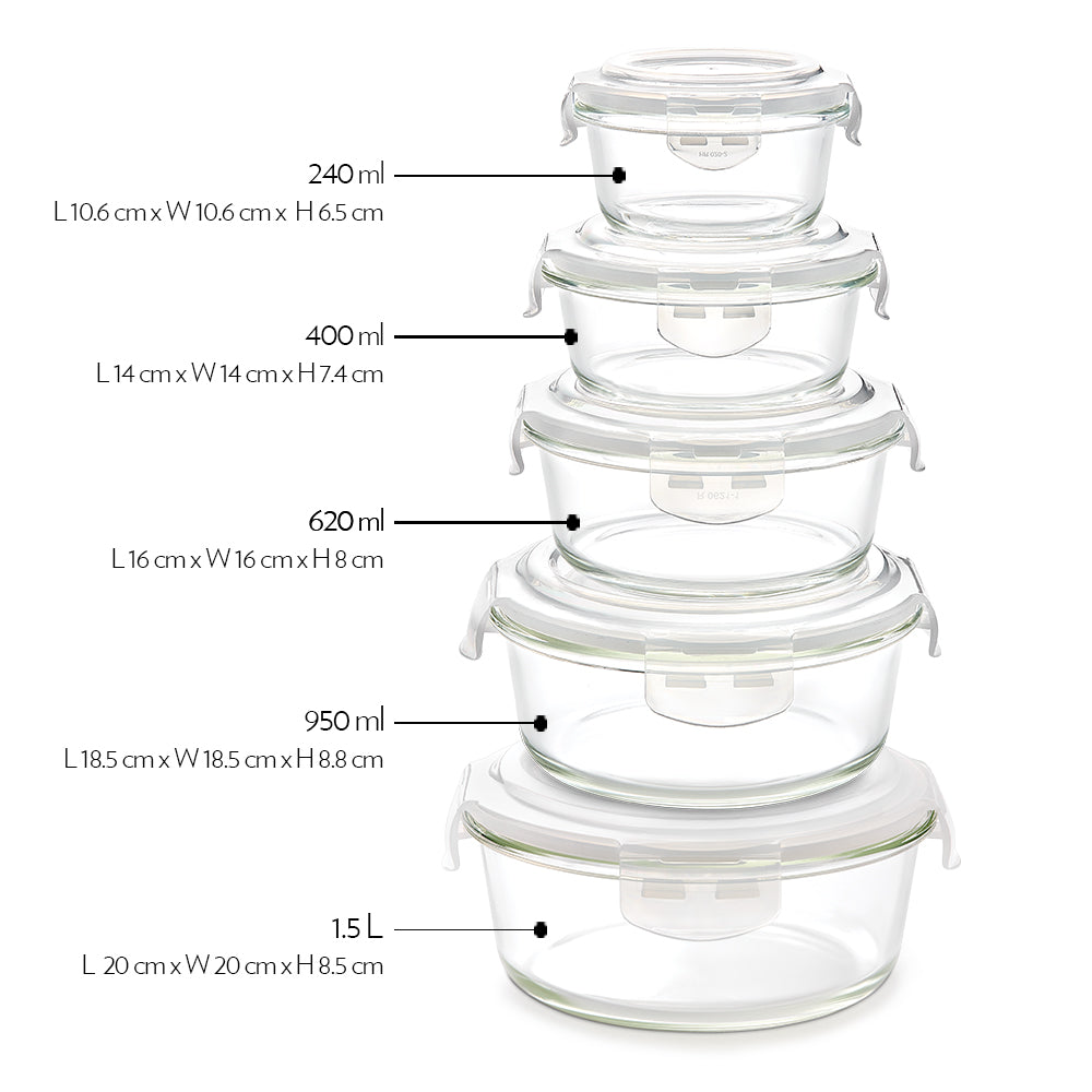 My Borosil Storage Containers Klip n Store Round Glass Container