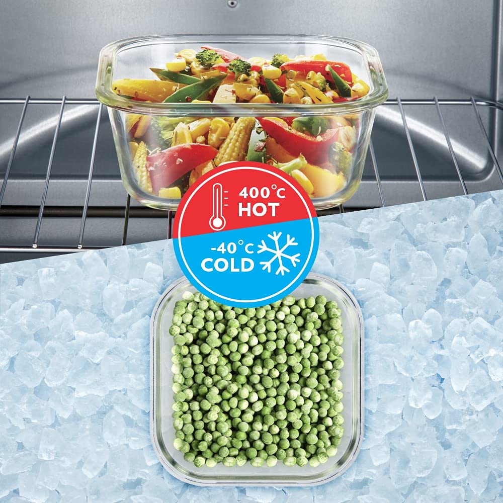 My Borosil Storage Containers Klip n Store Square Set of 2 Glass Container