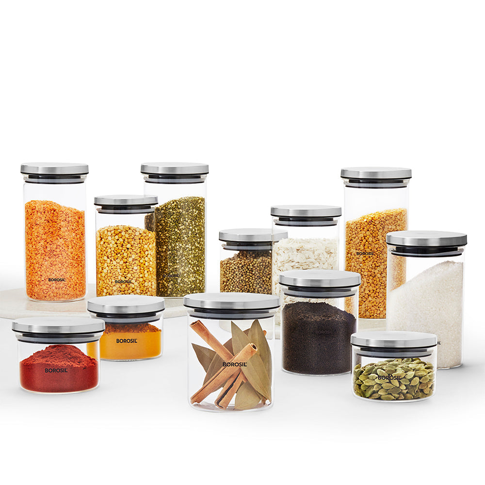 My Borosil Storage Jars 12 pc set Classic Jar Set of 12