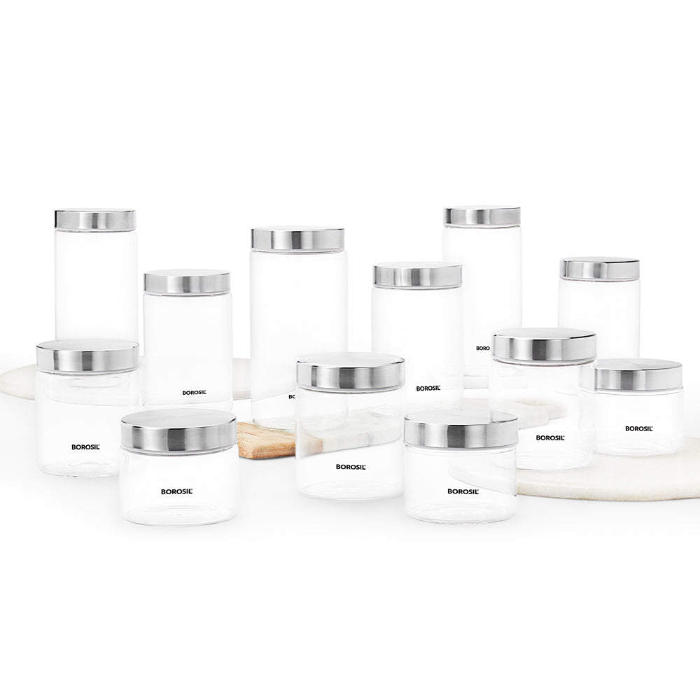 My Borosil Storage Jars 12 pc set Endura Airtight Glass Jar Set of 12