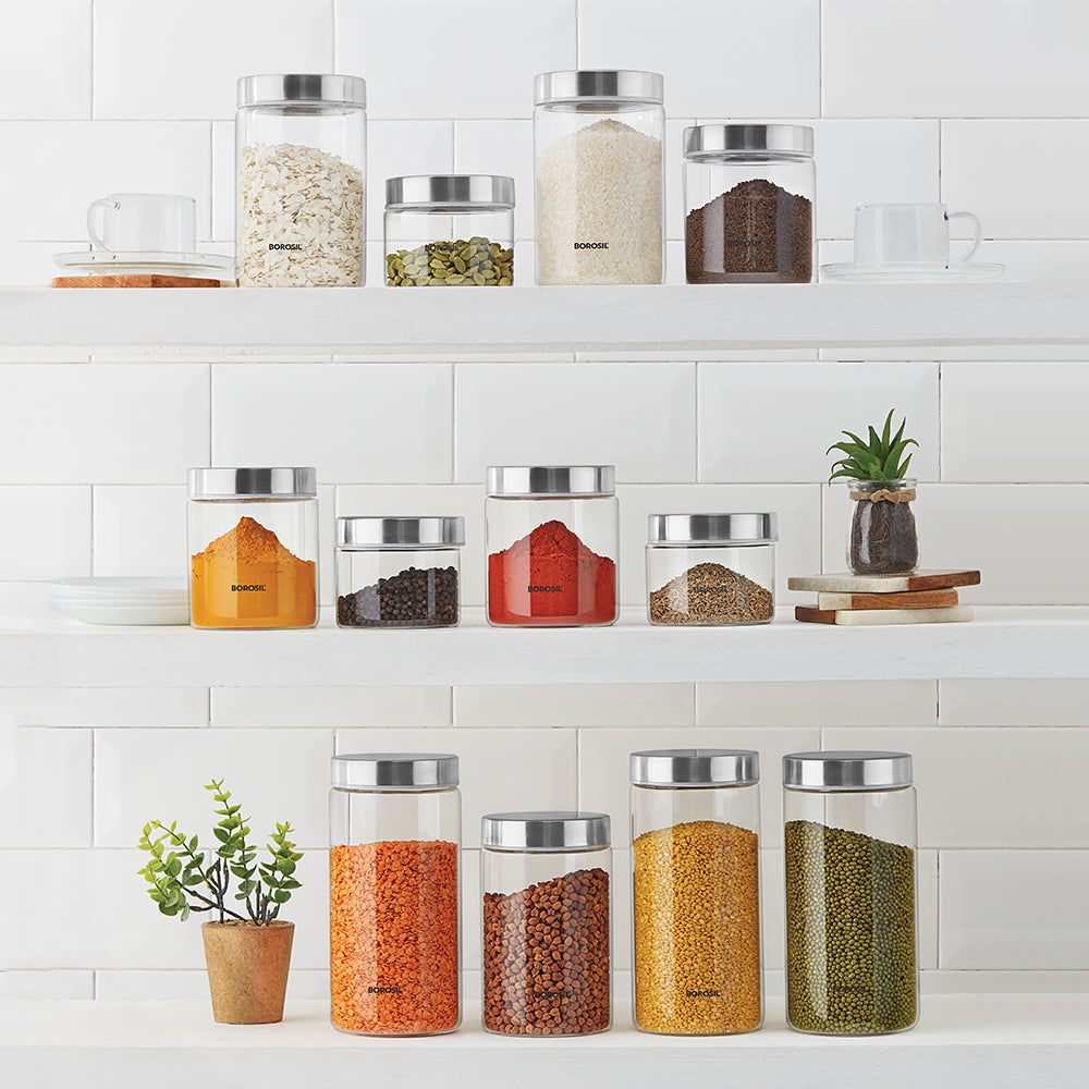 My Borosil Storage Jars 12 pc set Endura Airtight Glass Jar Set of 12
