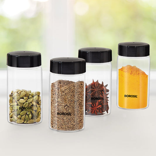 My Borosil Storage Jars 250 ml x 4 Neo Spice Jar, Set of 4