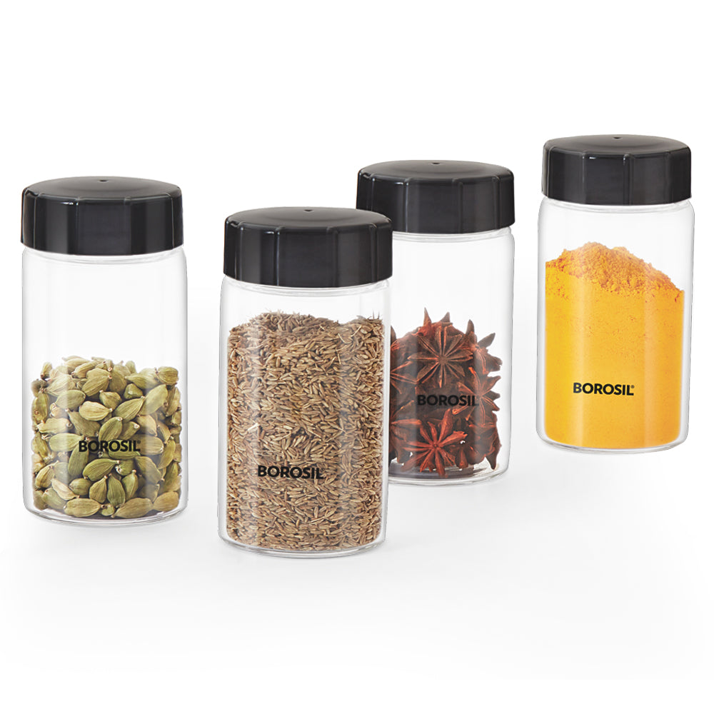 My Borosil Storage Jars 250 ml x 4 Neo Spice Jar, Set of 4