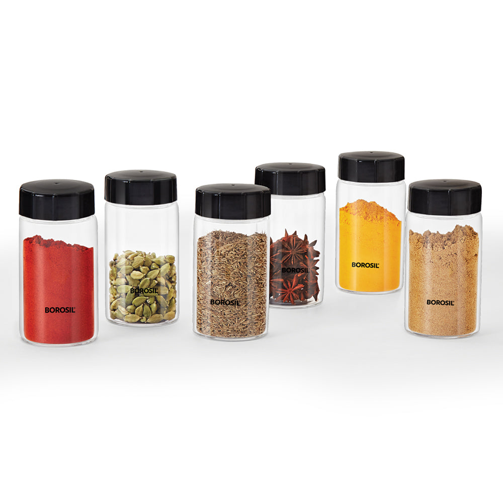 My Borosil Storage Jars 250 ml x 6 Neo Spice Jar, Set of 6