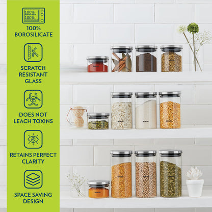 My Borosil Storage Jars 300 + 600 + 900 ml Classic Storage Jar Set of 3