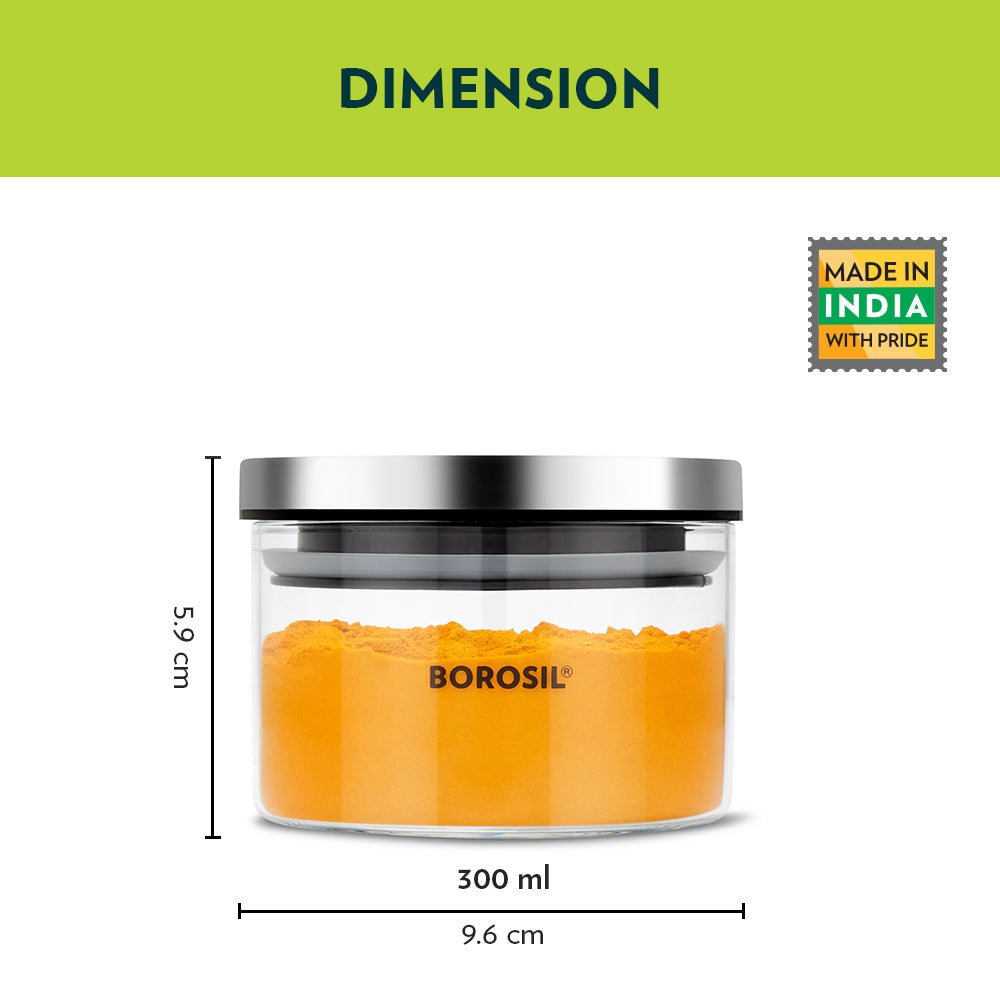 My Borosil Storage Jars 300 ml x 2 Classic Storage Jar Set of 2, 300 ml