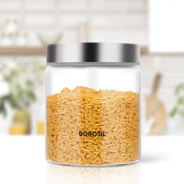Buy Borosilicate Round Jar with Wooden Lid Online - Treo by Milton