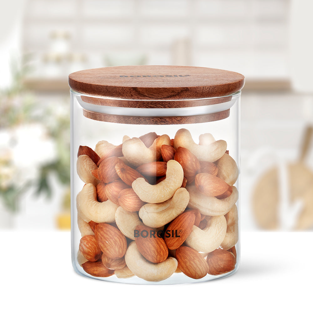 My Borosil Storage Jars 600 ml Classic Jar with Wooden Lid