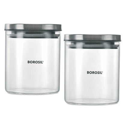 My Borosil Storage Jars 600 ml x 2 2 Classic Jars w Wooden Tray