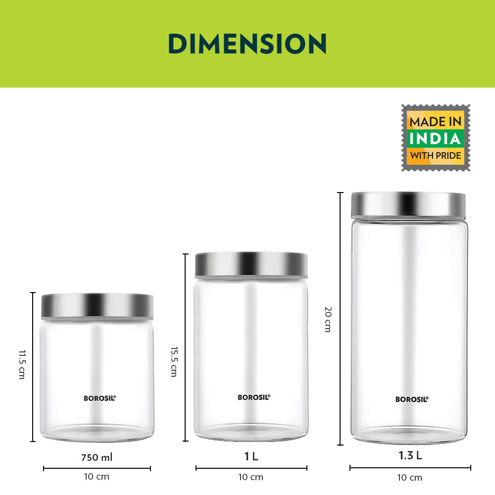 Buy Endura Jar Set of 3 750 ml + 1L+ 1.3L at Best Price Online in