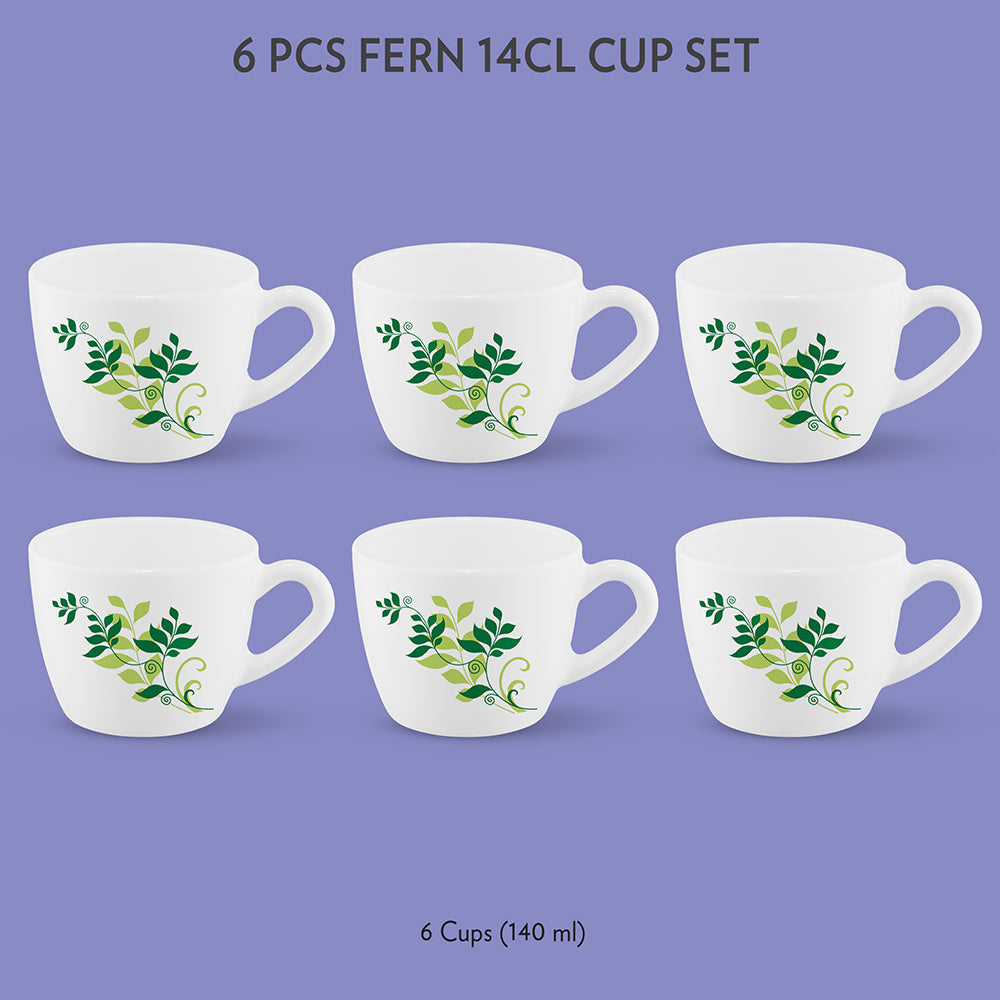 My Borosil Opalware Tea Cups & Tea Sets 140 ml x 6 Fern Cup Set