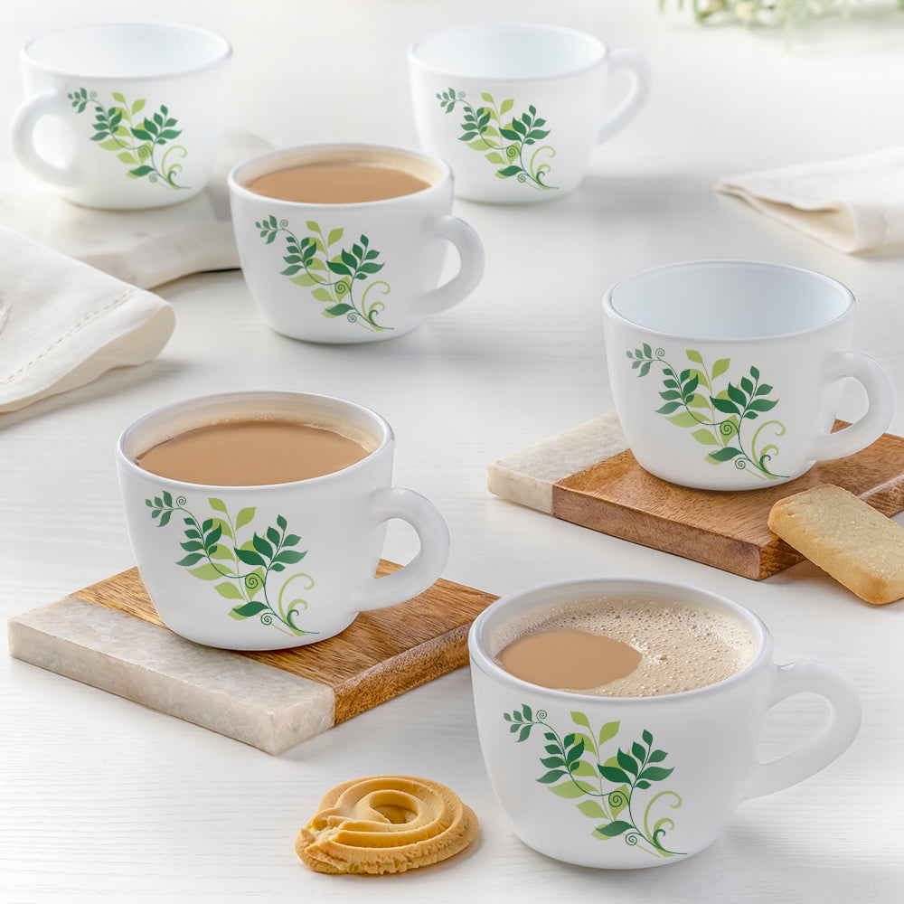 My Borosil Opalware Tea Cups & Tea Sets 140 ml x 6 Fern Cup Set