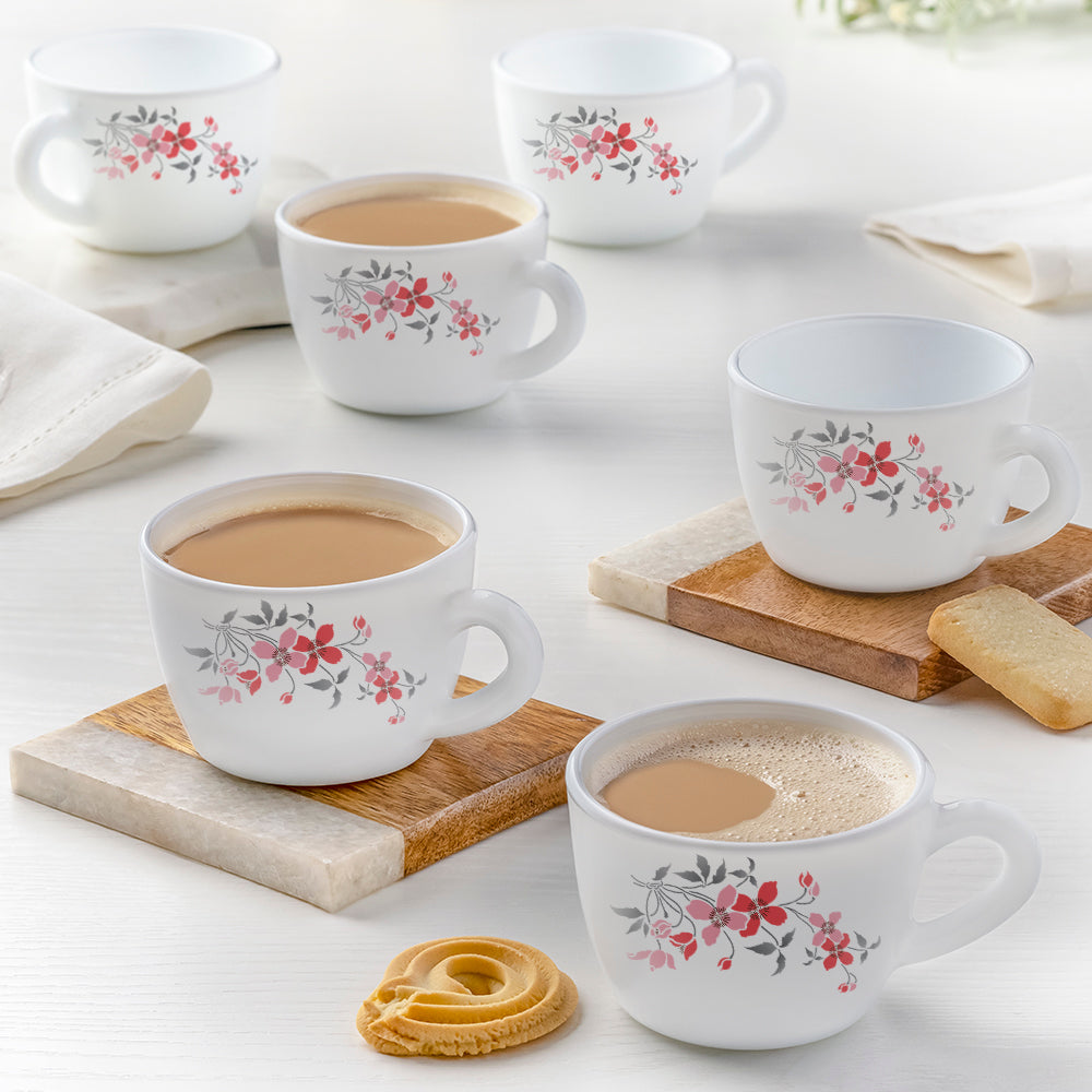 My Borosil Opalware Tea Cups & Tea Sets 140 ml x 6 Fiore Cup Set