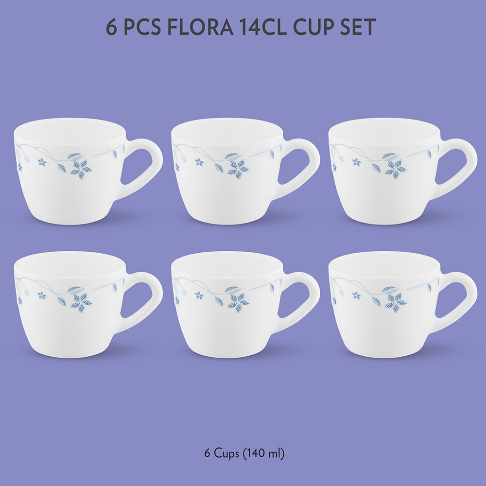 My Borosil Opalware Tea Cups & Tea Sets 140 ml x 6 Flora Cup Set