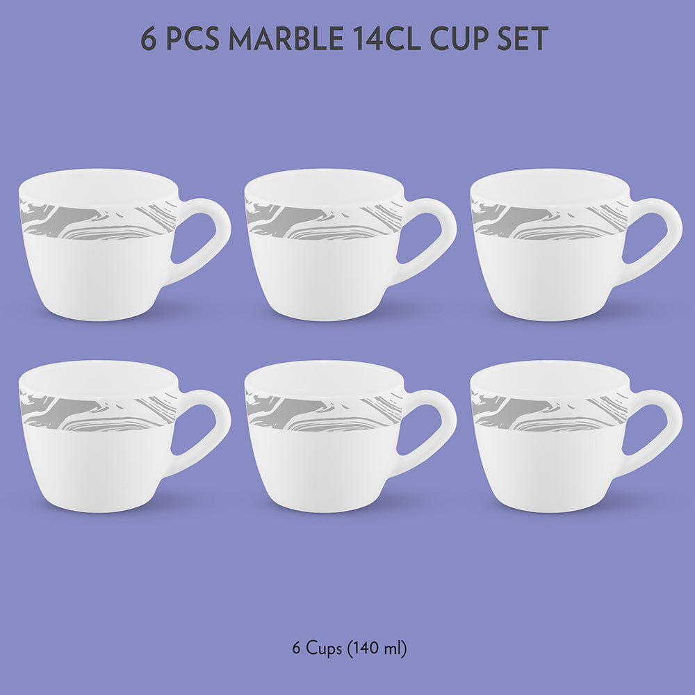 My Borosil Opalware Tea Cups & Tea Sets 140 ml x 6 Marble Cup Set