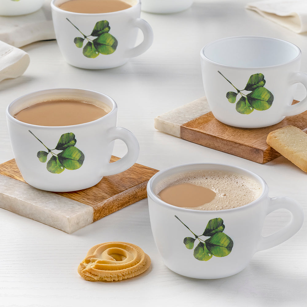 Larah by Borosil, Opalware, Microwae Safe, Oval Cup Set of 6, 140ml