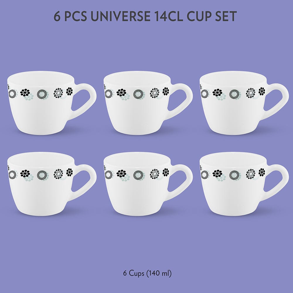 My Borosil Opalware Tea Cups & Tea Sets 140 ml x 6 Universe Cup Set