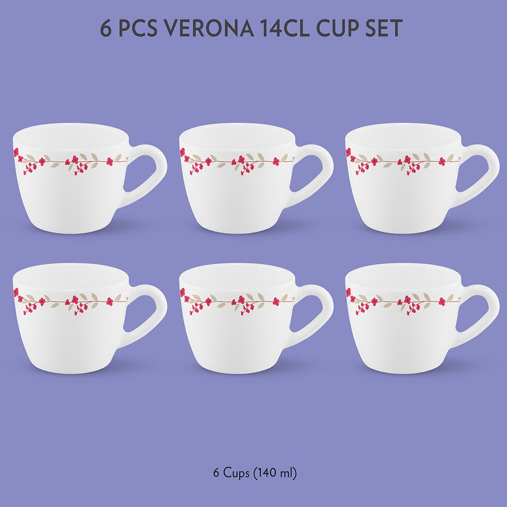 My Borosil Opalware Tea Cups & Tea Sets 140 ml x 6 Verona Cup Set