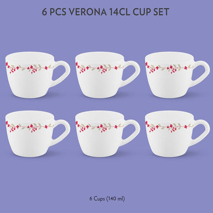 My Borosil Opalware Tea Cups & Tea Sets 140 ml x 6 Verona Cup Set