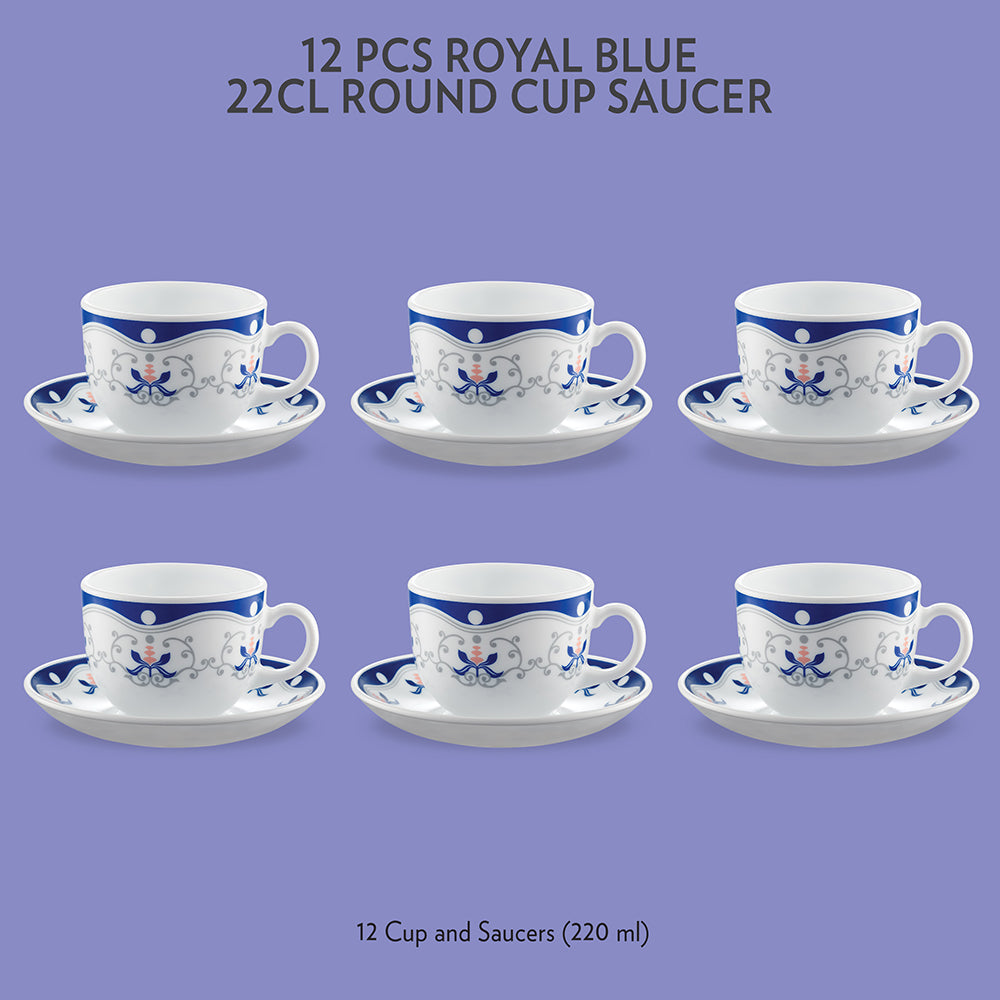 My Borosil Opalware Tea Cups & Tea Sets 220 ml x 6 Royal Blue Cup & Saucer Set