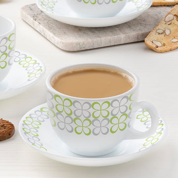 Larah by Borosil Sundrop Green Cup n Saucer Set