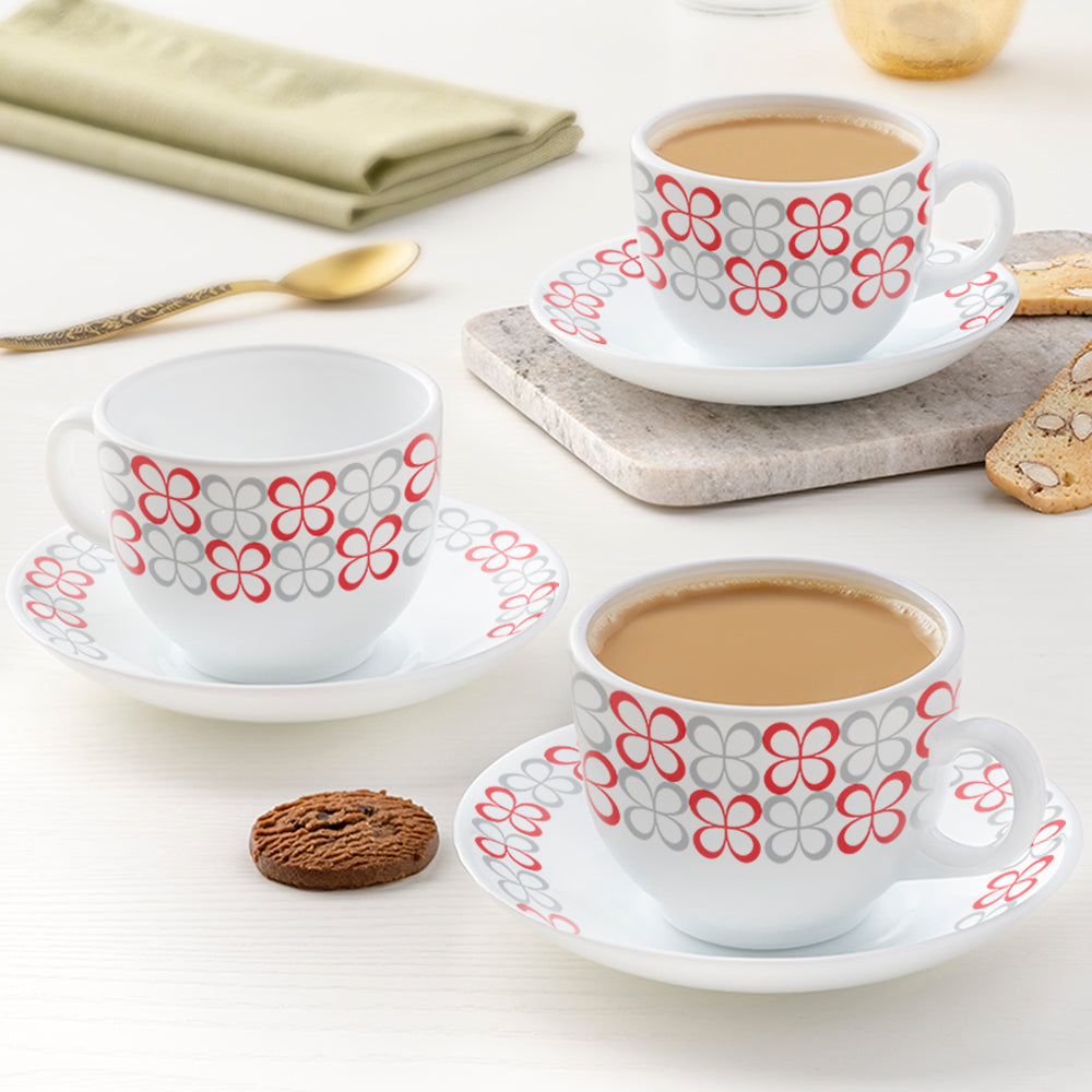 Larah Sundrop Cup n Saucer Set, Red