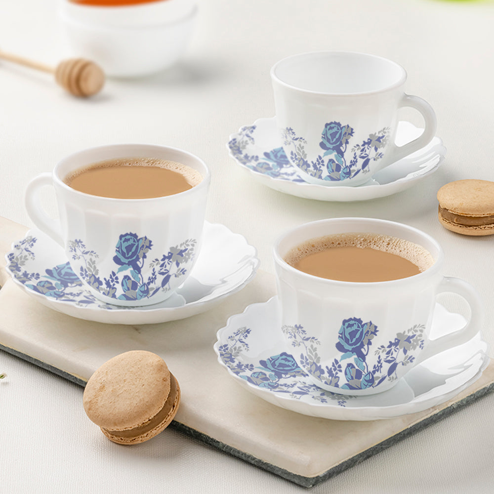 My Borosil Opalware Tea Cups & Tea Sets Blue Cascade Cup & Saucer Set