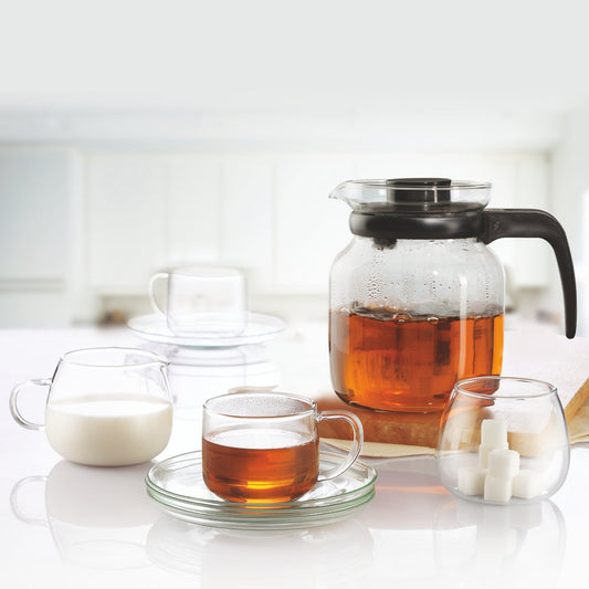 My Borosil Glass Tea Cups & Tea Sets Carafe + 6 Cups + Milk n Sugar Pots Piccoletta Tea Set
