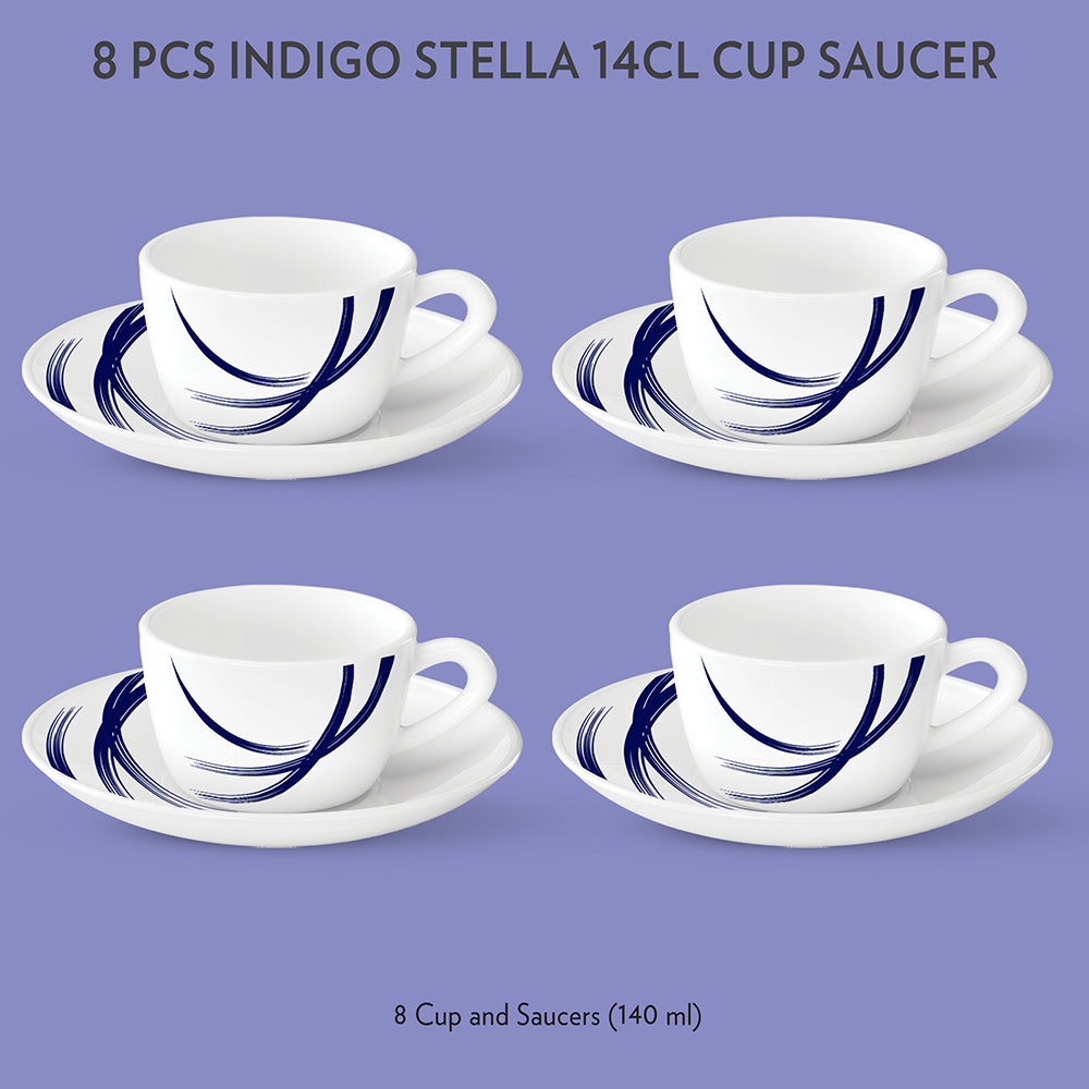 My Borosil Opalware Tea Cups & Tea Sets Indigo Stella Cup & Saucer Set