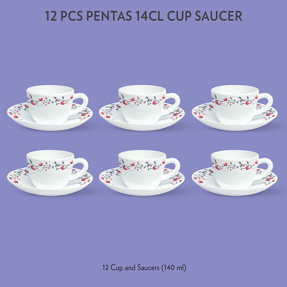 My Borosil Opalware Tea Cups & Tea Sets Pentas Cup & Saucer Set