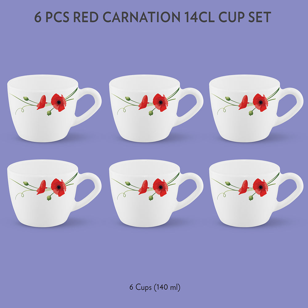 My Borosil Opalware Tea Cups & Tea Sets Red Carnation Cup Set