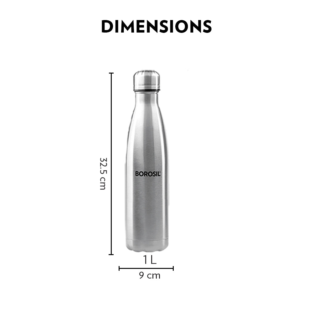 My Borosil Stainless Steel Bottles 1 L Bolt Double Wall Bottle