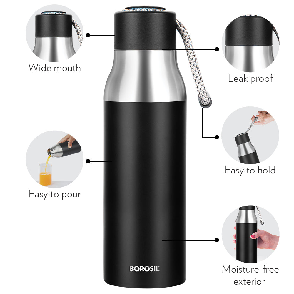 My Borosil Stainless Steel Bottles 600 ml Aquasoul