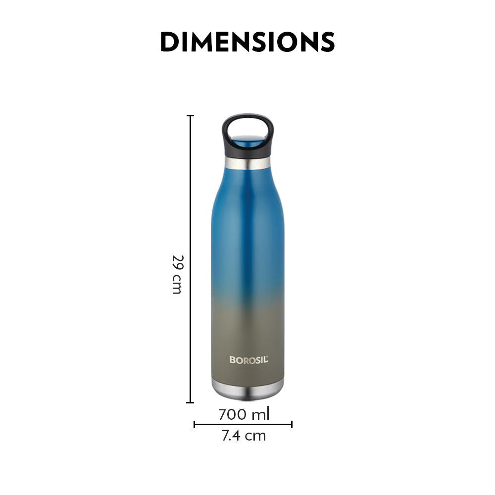 My Borosil Stainless Steel Bottles 700 ml ColourCrush Blue