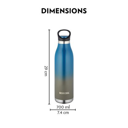 My Borosil Stainless Steel Bottles 700 ml ColourCrush Blue