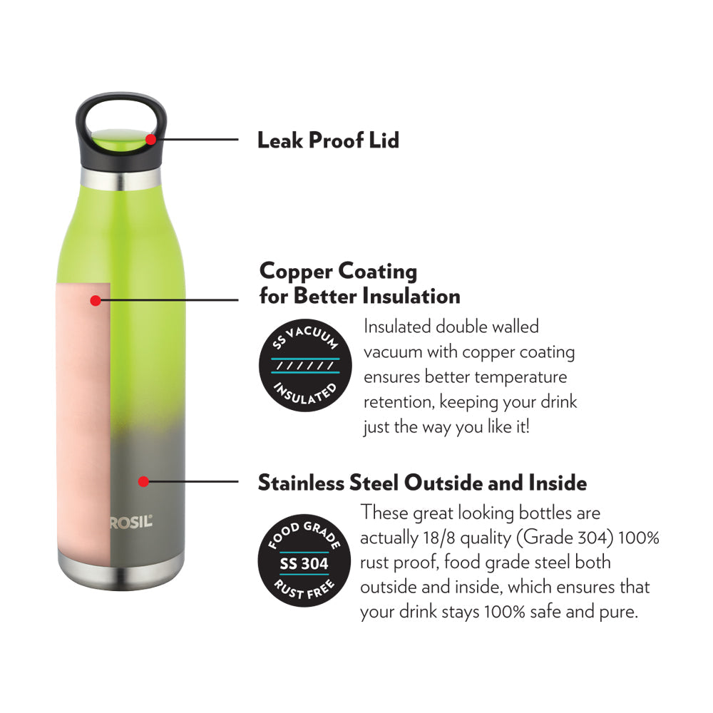 My Borosil Stainless Steel Bottles 700 ml ColourCrush Green