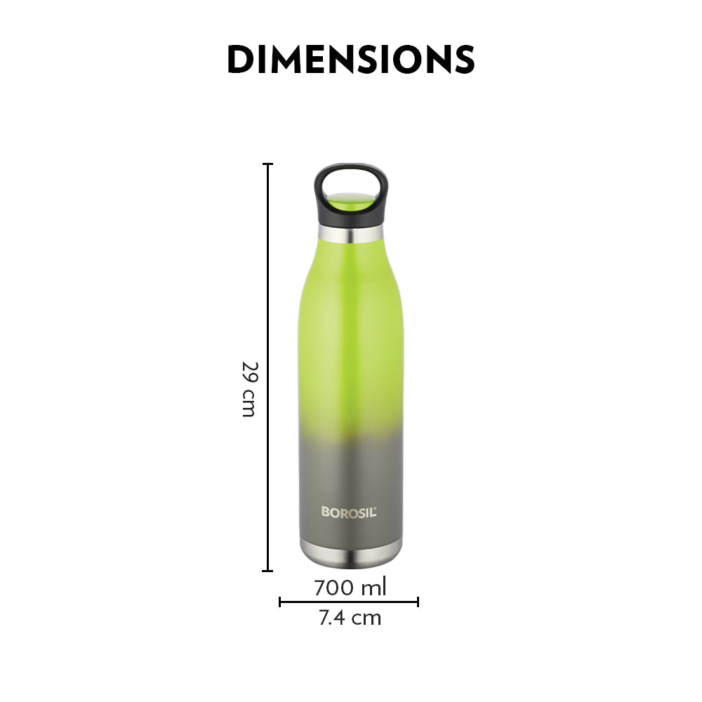 My Borosil Stainless Steel Bottles 700 ml ColourCrush Green