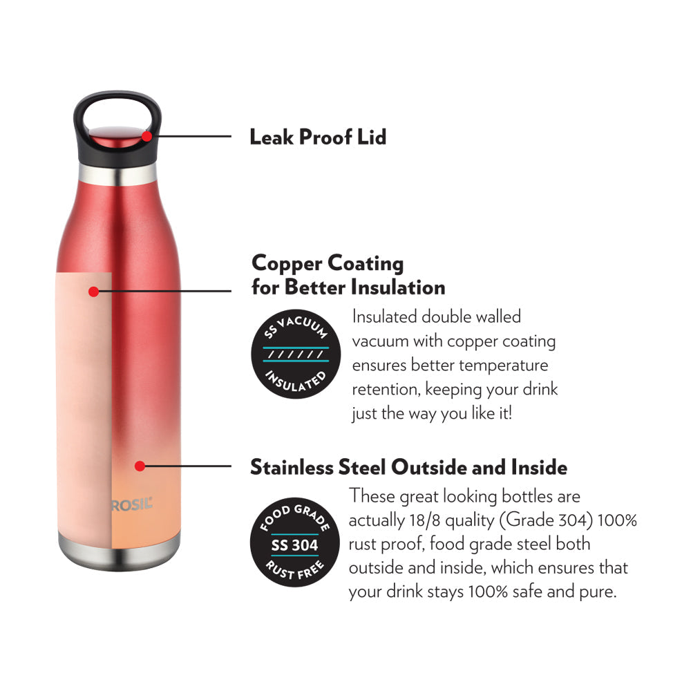 My Borosil Stainless Steel Bottles 700 ml ColourCrush Red