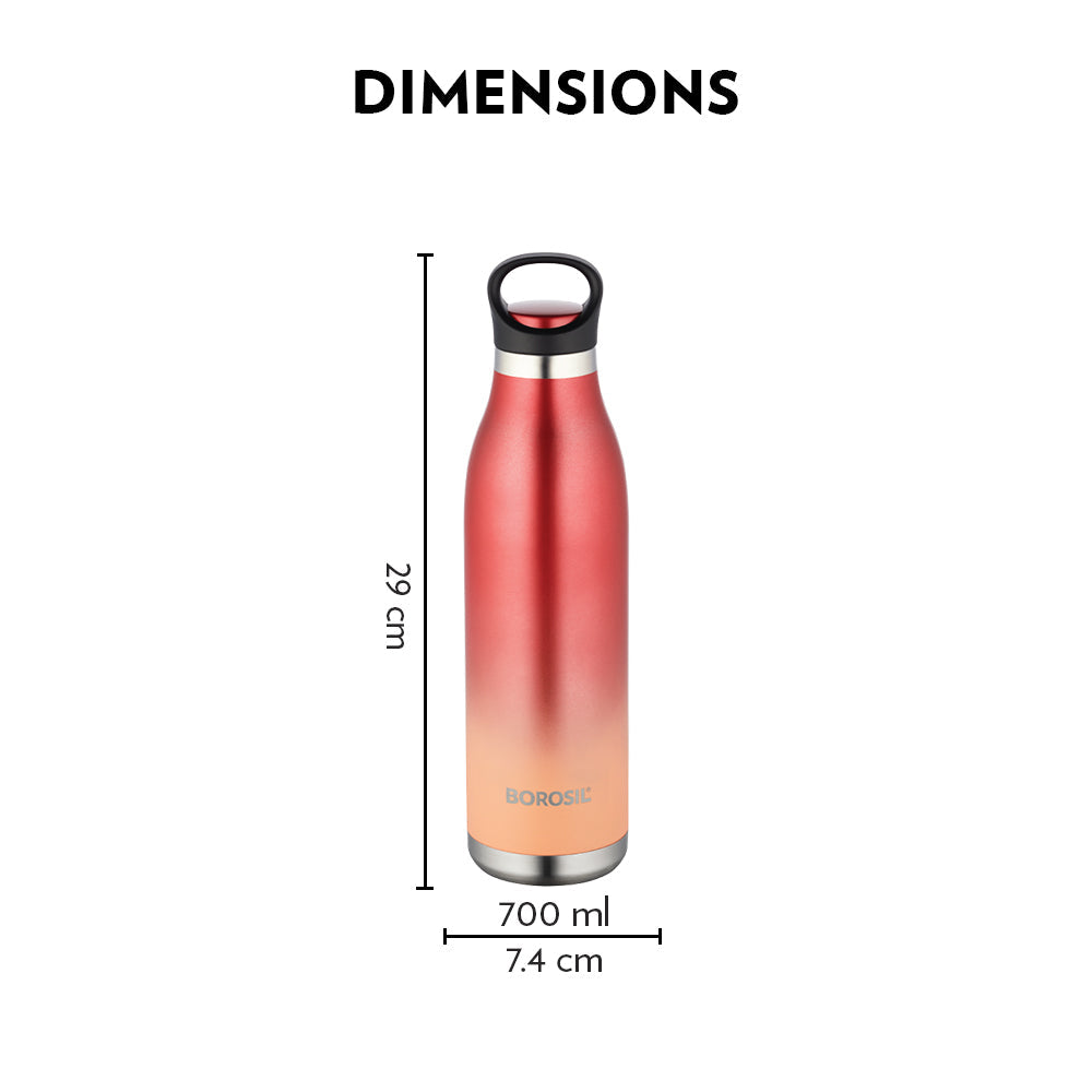 My Borosil Stainless Steel Bottles 700 ml ColourCrush Red