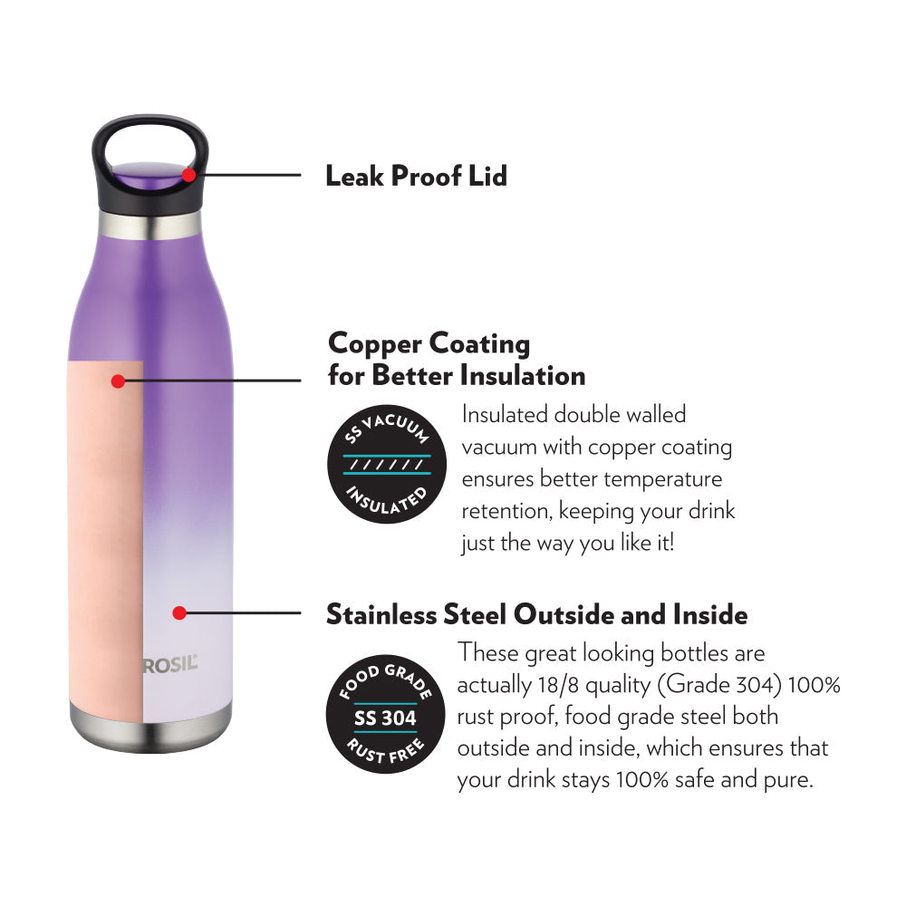 My Borosil Stainless Steel Bottles 700 ml ColourCrush Violet