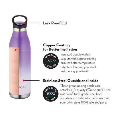 My Borosil Stainless Steel Bottles 700 ml ColourCrush Violet