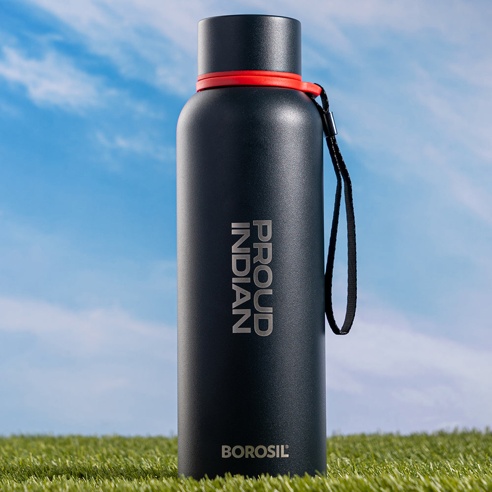 My Borosil Stainless Steel Bottles 700 ml Trek Pride Proud Indian Black