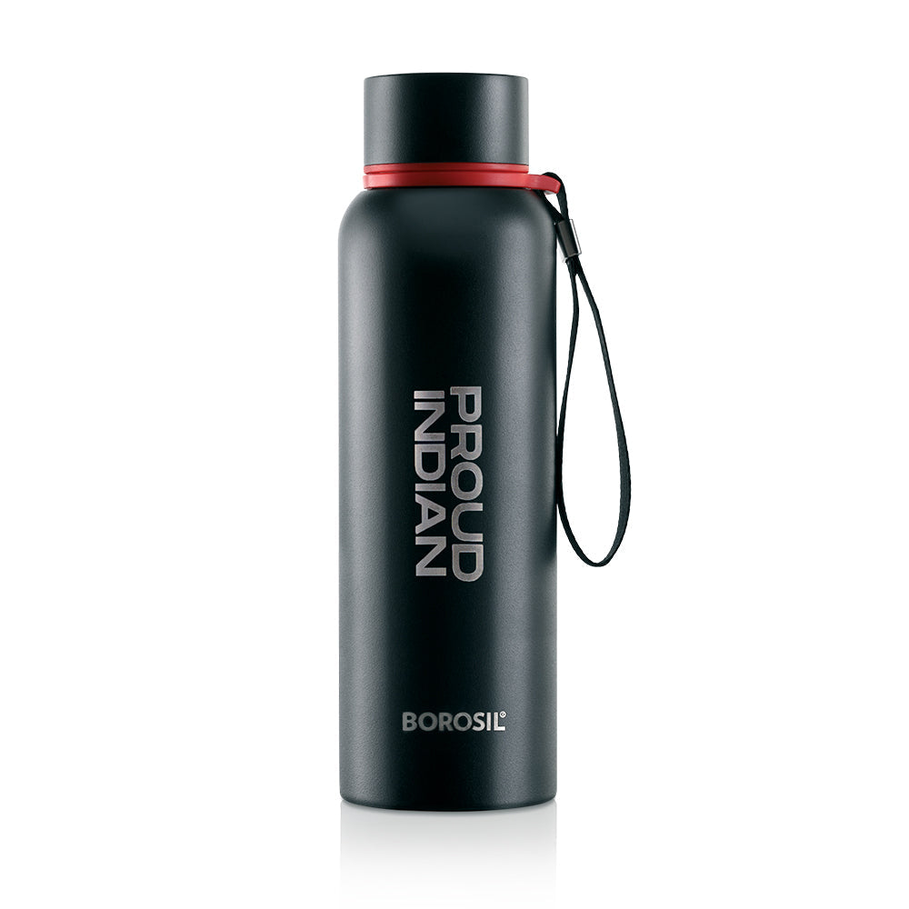 My Borosil Stainless Steel Bottles 700 ml Trek Pride Proud Indian Black