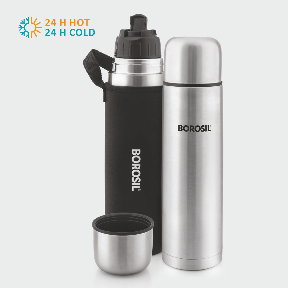 My Borosil Stainless Steel Bottles Thermo Flask, Black