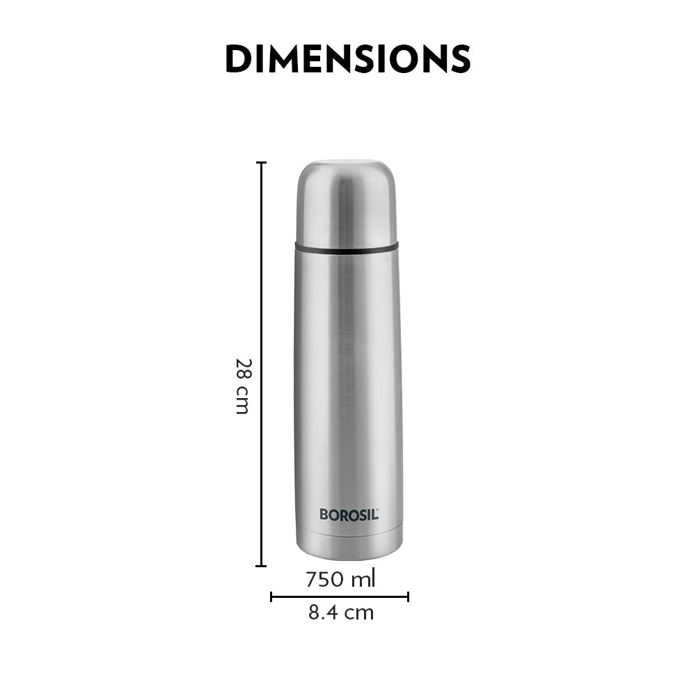 My Borosil Stainless Steel Bottles 750 ml Thermo Flask, Black