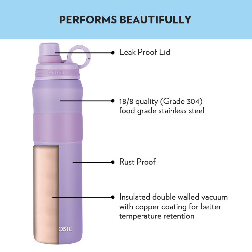 My Borosil Stainless Steel Bottles 800 ml Thirst Burst Lavender